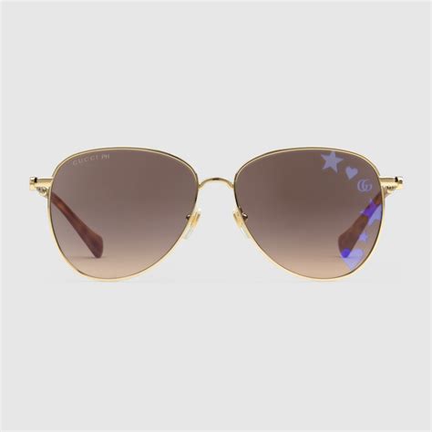 gucci navigator frame|Navigator frame sunglasses in gold.